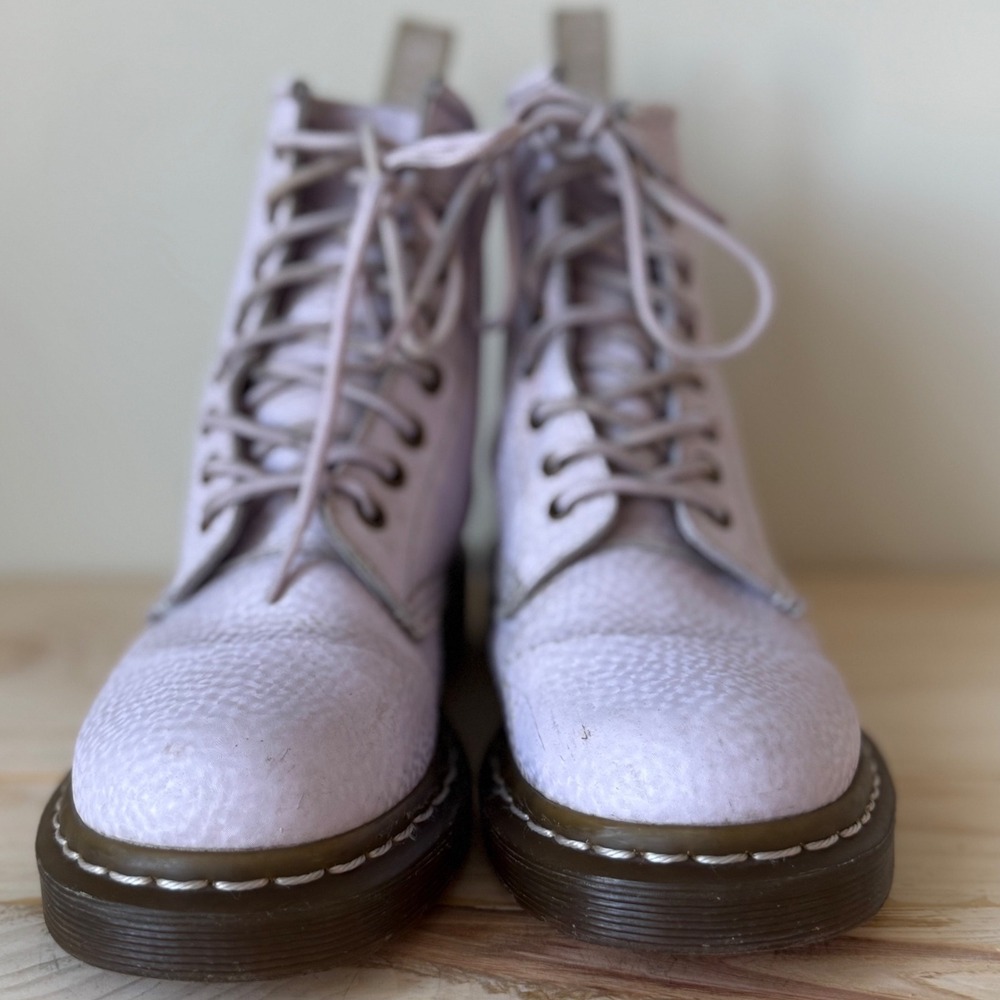 Dr. Martens Lilac Leather Combat Boots - Picture 3 of 14